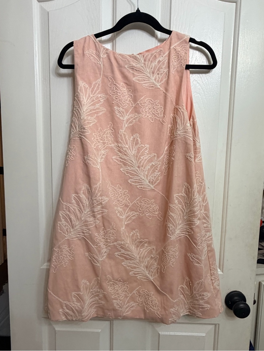 Sleeveless Pink Embroidered Mini Dress